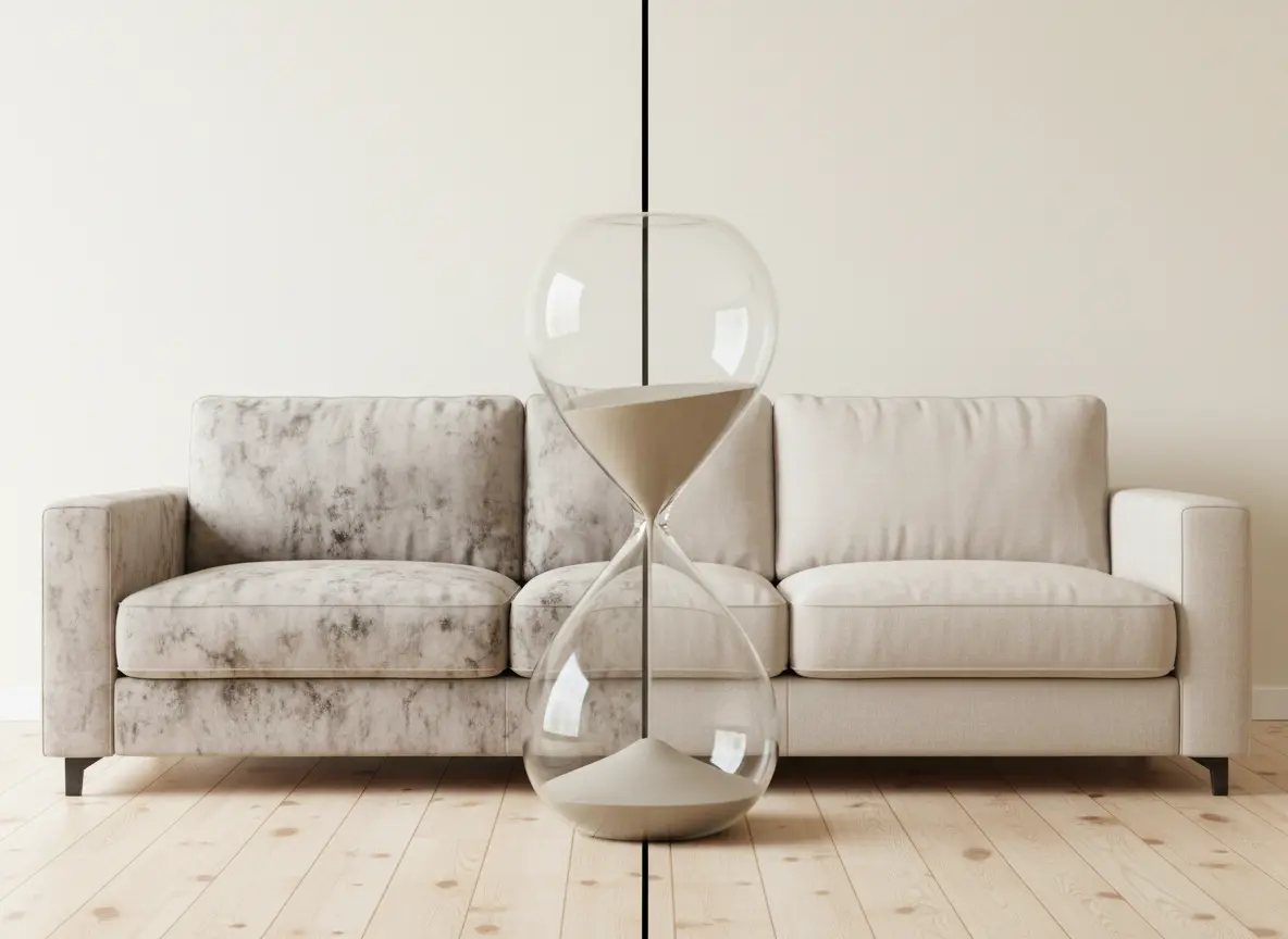 Sofá sujo? O problema não é a qualidade do tecido, é o relógio. Entenda.